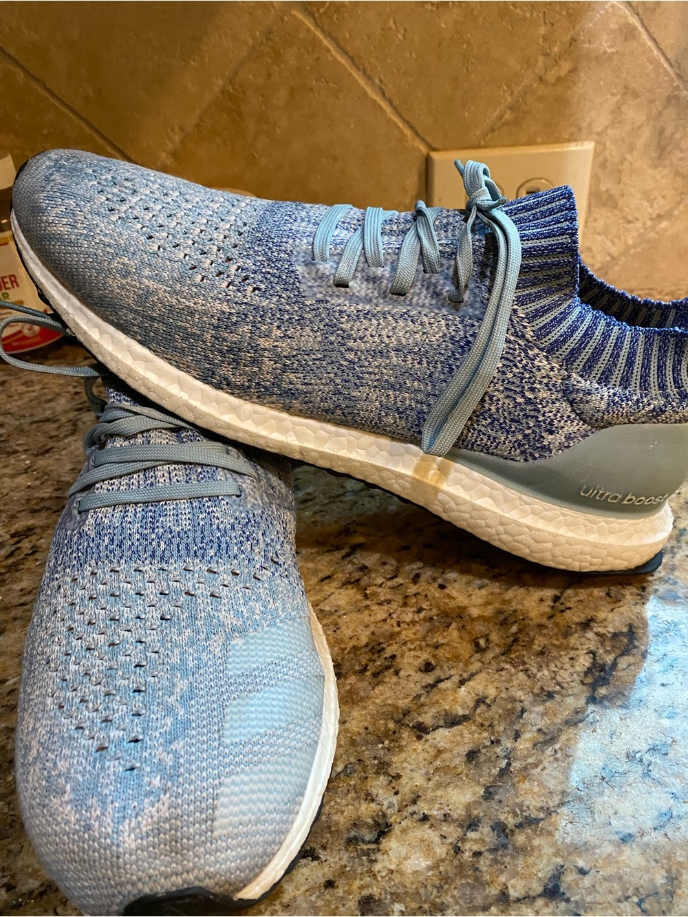 adidas Ultraboost Knit Sock Sneakers - Light Blue and White